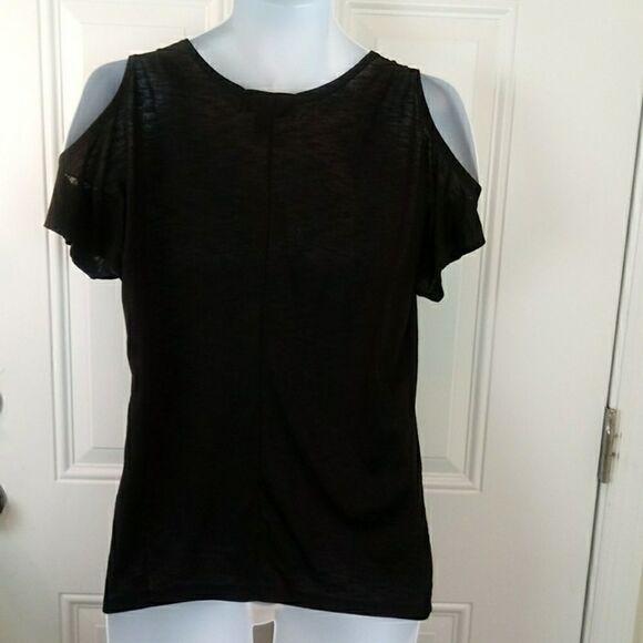 Inspire Black cold shoulder Maternity top - Picture 6 of 8